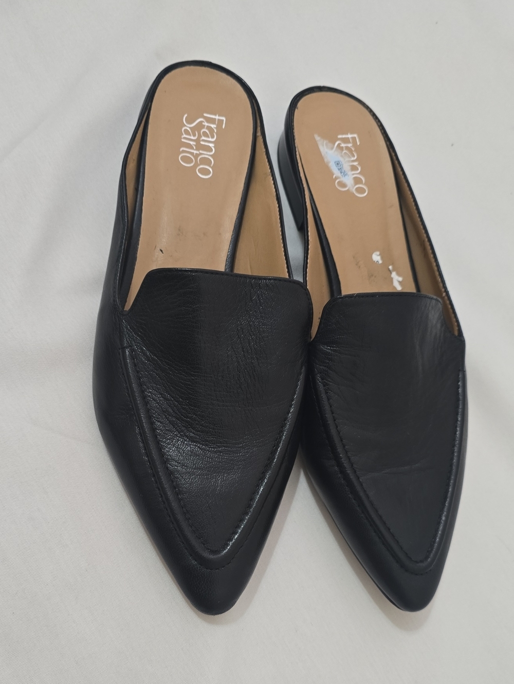 Franco Sarto Black Pointed Leather Slip-On Mules 12